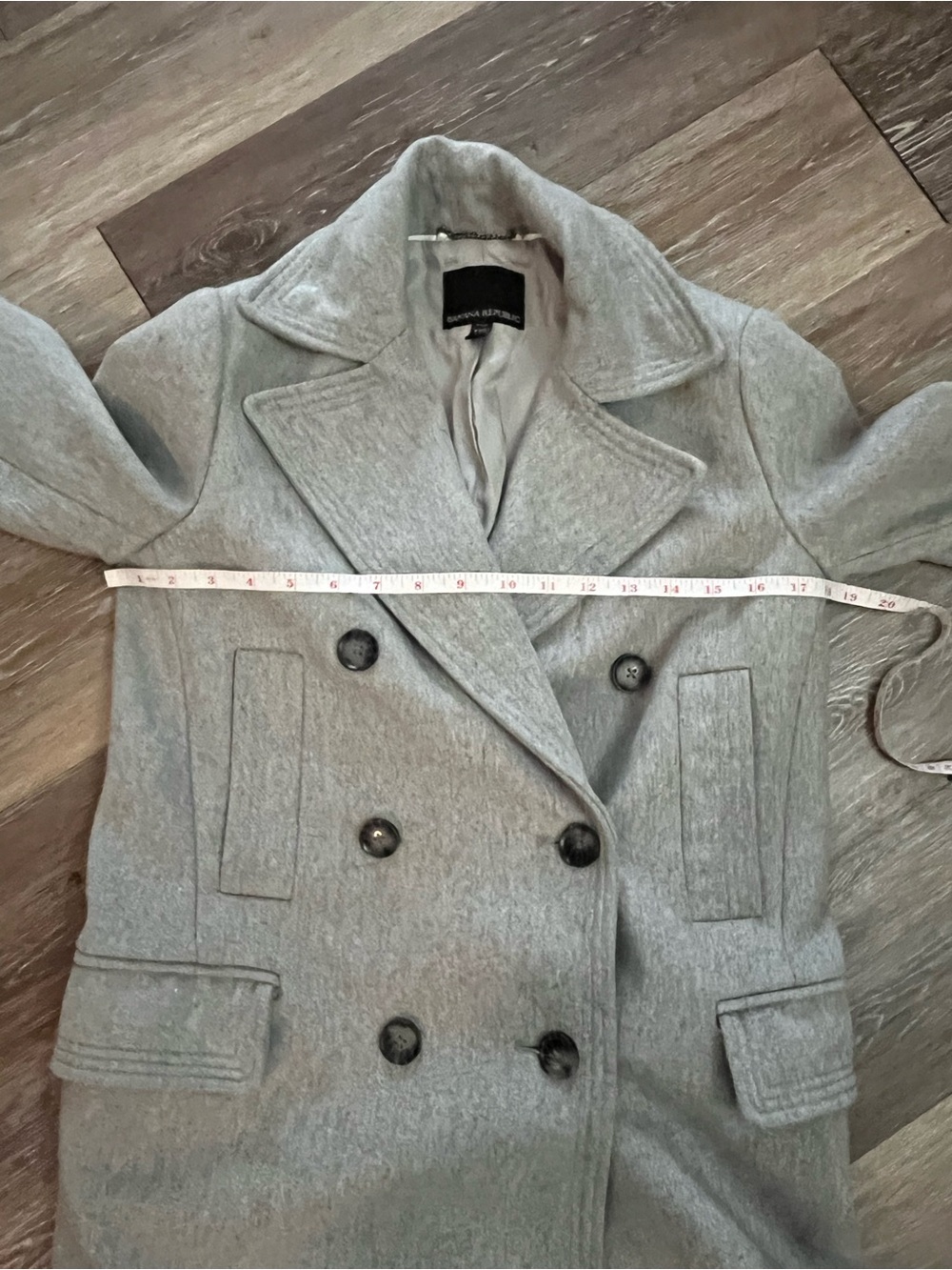Banana Republic Womens XXS Petite Light Grey Wool Blend Double-Breasted Peacoat - Picture 4 of 15